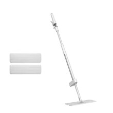 Spray Mop with Hands Wringing, Aluminum Handle Flat Mop for Wet and Dry Floor Cleaning, White
