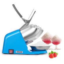 Commercial Electric Ice Crusher 300W Snow Cone Maker Stainless Steel 4 Blades with Bowl and Cover