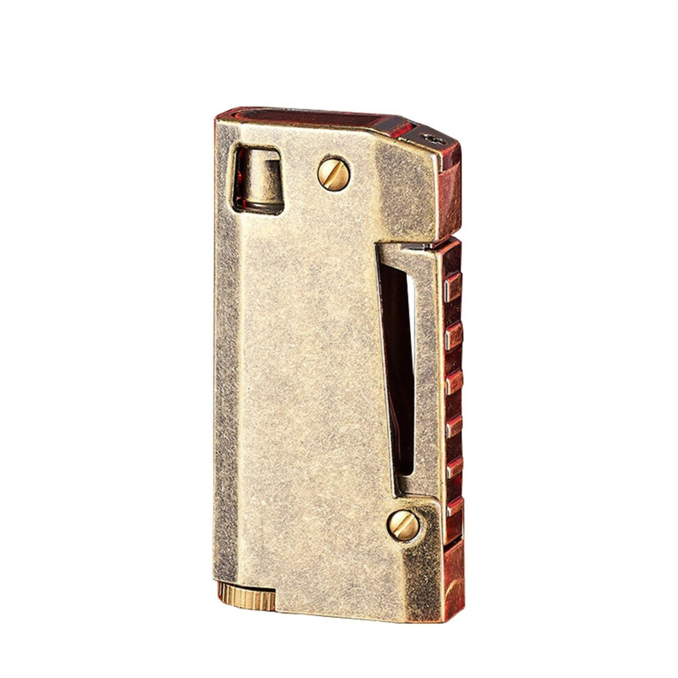 Bronze Vintage Kerosene Lighter Windproof Soft Flame Refillable Knurl Metal Antique Style