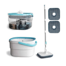 Spin Mop and Bucket Set with SelfCleaning System and Microfiber Head for Hardwood and Tile Floors