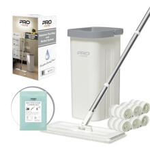 Flat Mop and Bucket Set with Wringer, 360 Swivel Head, 60' Handle and 6 Washable Microfiber Pads