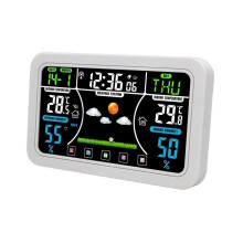 Digital Thermometer Hygrometer with Clock, Indoor Temperature Humidity Monitor for Home Office Storage