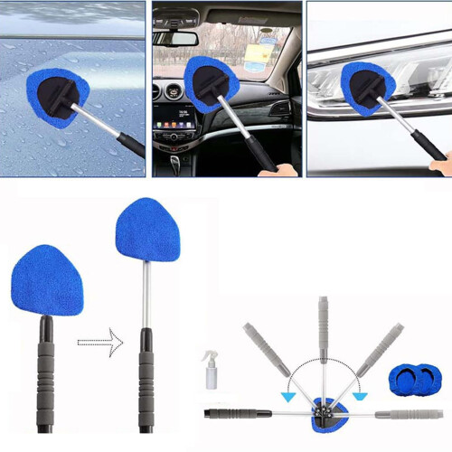 Car Windshield Cleaner with Extendable Handle, 180 Rotatable Microfiber Head for Clear View 1