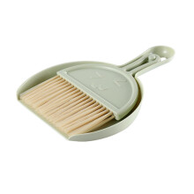 Mini Broom and Dustpan Set for Desk, Efficient Small Area Cleaning Brush with Smile Face Design, Green