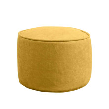 Yellow Round Pouf Ottoman with Ergonomic Height, Breathable Fabric and Washable Cover for Living Room