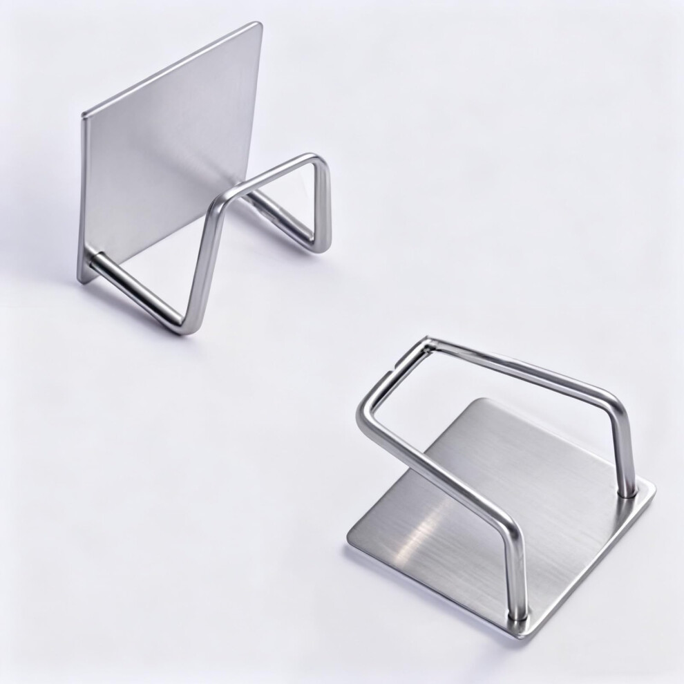 Stainless Steel Sponge Holder Sink Caddy With Hooks, Adhesive No Drill Organizer For Kitchen 9092120612684
