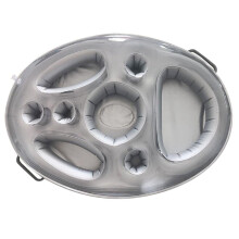 Inflatable Pool Bar PVC Floating Ice Tray Cooler for Drinks and Snacks Gray Large Capacity