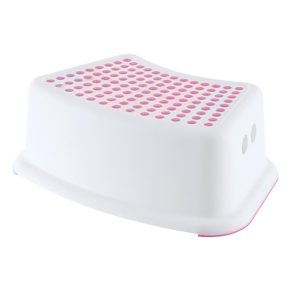 Pink Toilet Stool With Ergonomic Squat Support, 360 Nonslip Base, Spacesaving C Shape,