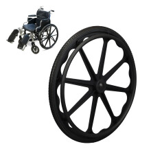24 Inch Wheelchair Rear Wheels with Bearings, Durable Nylon Replacement Wheel Assembly Black