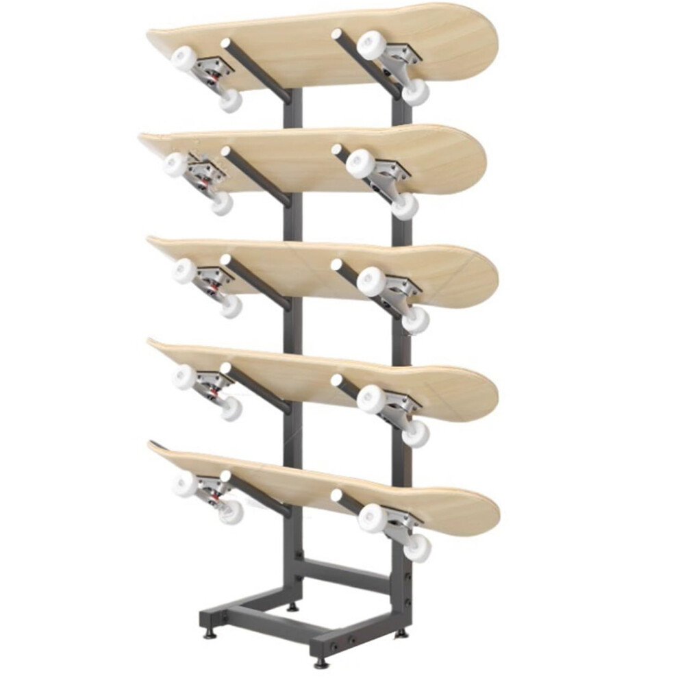 Freestanding Metal Skateboard Display Rack, Multifunctional Snowboard Storage Stand, Holds 5/10 9169991825250