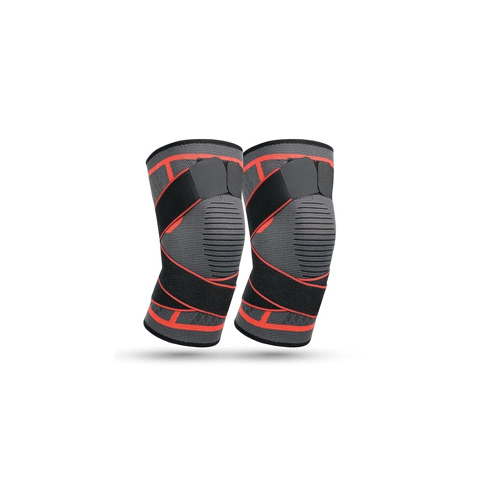 Knee Support Brace with Adjustable Compression Fit and NonSlip Grip for Running Sports Gym 2 Pack Large