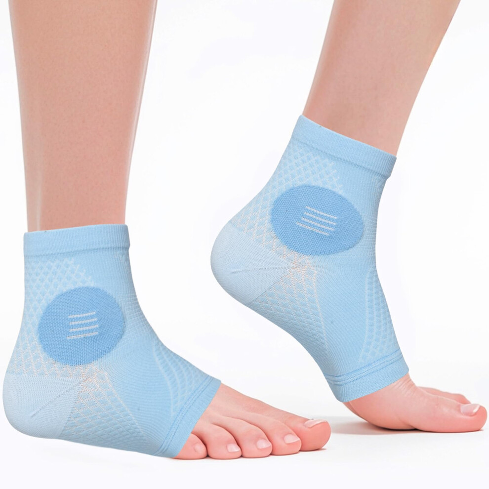 Ankle Compression Sleeve with Arch Support for Plantar Fasciitis, Toeless Breathable Sock, 1 Pair