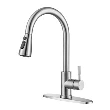 Kitchen Faucet with Pull Down Sprayer, Brushed Nickel Single Handle 3 Modes for RV Farmhouse Sink