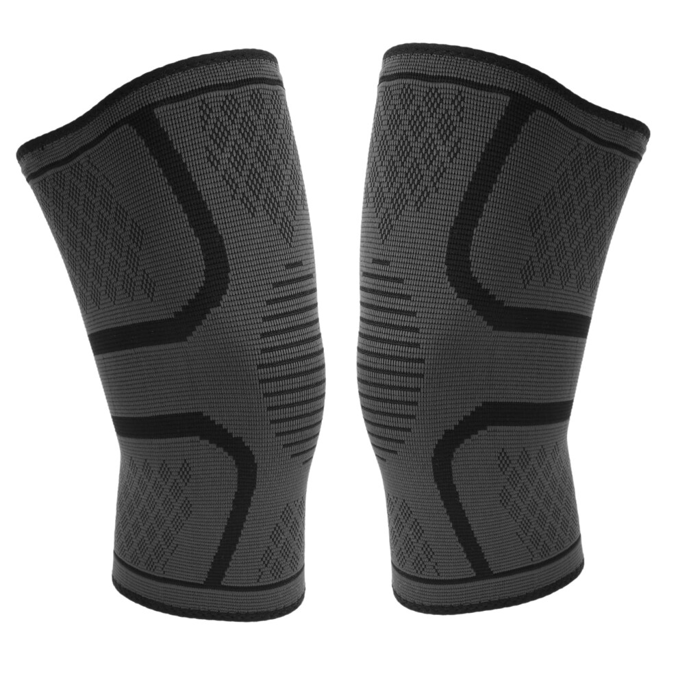 Black 2Pcs Breathable Compression Knee Brace Sleeves For Running Basketball Sports