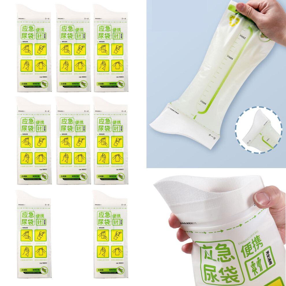 Portable Urine Bags Pack of 8 Disposable Emergency Urinal for Travel & Outdoors