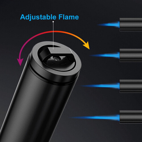 2Pack Windproof Butane Torch Lighter with Adjustable Jet Flame and Visible Fuel Window for Camping 2