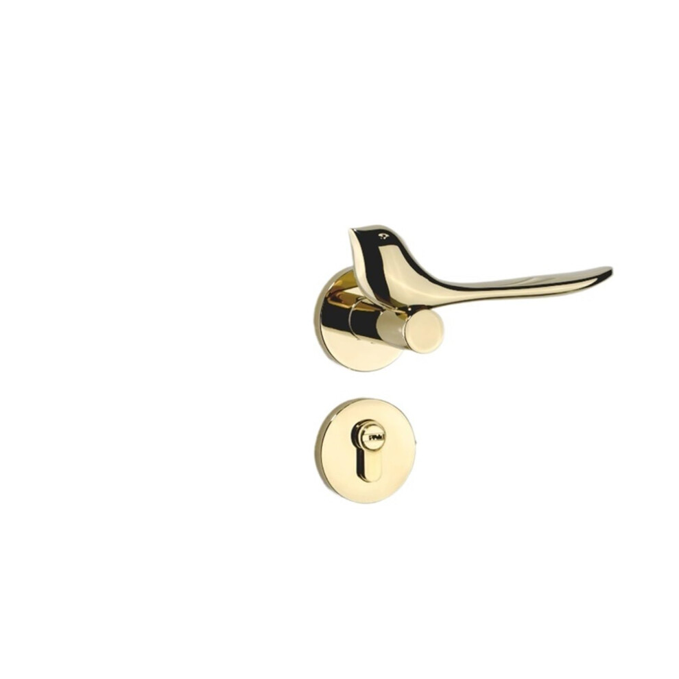 Magnetic Silent Bedroom Door Lock Bright Gold Keyless Privacy For Wooden Indoor Doors 9169991882017