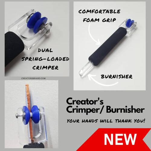 Foil Crimper Tool with Adjustable Dual Spring Rollers, Ergonomic AntiSlip Burnisher for Stained Glass 2