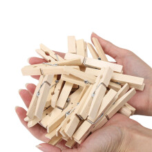 50 Pack Rust Resistant Wooden Clothespins 2.9in Strong Grip Birchwood Laundry Clips with Bag