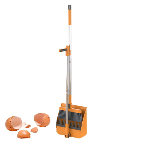 Long Handle Broom and Dustpan Set with Cleaning Teeth for Upright Home and Kitchen Use