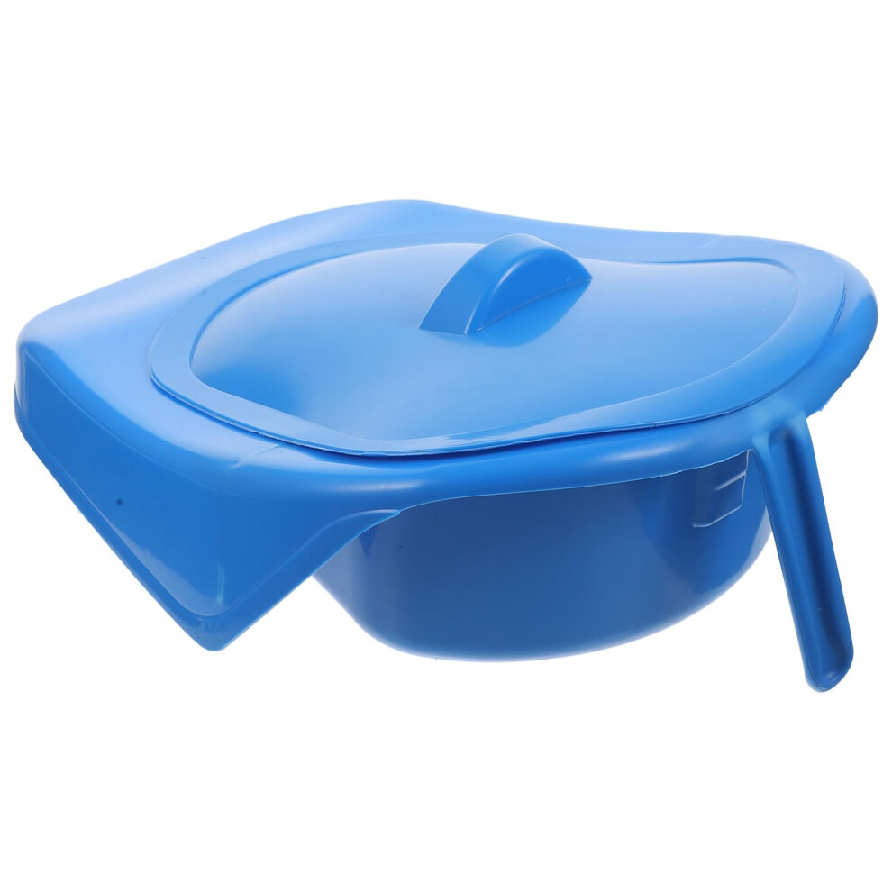 Blue Bedpan For Elderly With Lid Durable Plastic Urinal For Home Hospital Travel Care