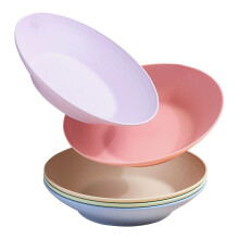 Wheat Straw Plates 9 Inch Unbreakable Plastic Dinnerware Microwave Dishwasher Safe 5 Piece Set