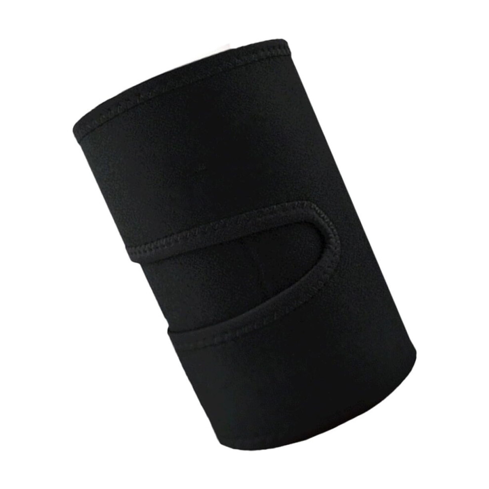 Black Thigh Support Brace With Targeted Compression For Sports Basketball Football Fitness