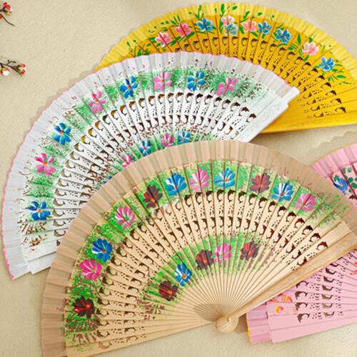 Elegant Handheld Folding Fan with Spanish Pattern for Weddings Parties and Dance Performances 2
