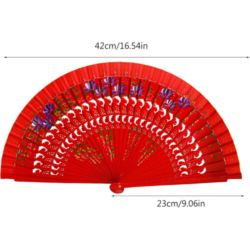 Elegant Handheld Folding Fan with Spanish Pattern for Weddings Parties and Dance Performances 1