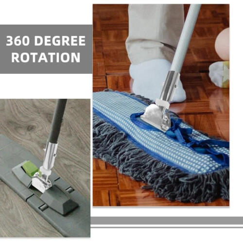 Stainless Steel Mop Handle Clamp with Rotating Universal Head for Floor Cleaning Replacement 1