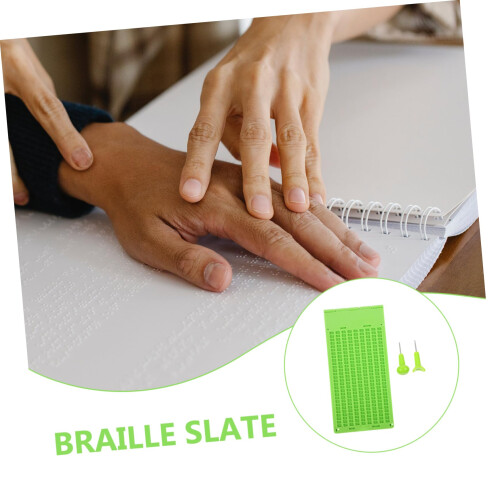 Braille Writing Slate with Stylus, Durable 9Row 28Dot Tool for Blind Students and Beginners 2