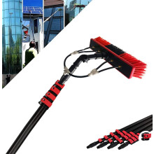 24ft Telescopic Cleaning Pole for Solar Panels and Windows, Adjustable Brush with 20m Hose, Lightweight Aluminium Rod