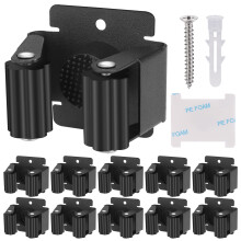 Hejo 10 Pack Mop Broom Holder, Heavy Duty Brush Holder Wall Mounted, Stainless Steel Mop and Brooms Holders Storage Rack Brush Organiser Tidy Clamp f