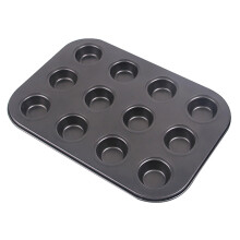 Nonstick Carbon Steel 12 Cup Muffin Pan for Baking Cupcakes, Mini Cakes and Bread