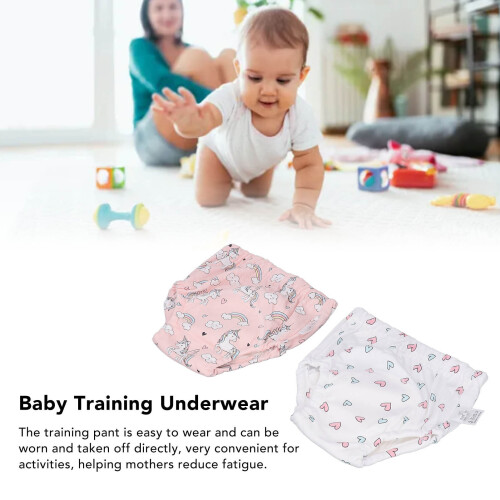 2 Stück Kinder Baumwoll-Wiederverwendbare Training Pants M 8-11kg Einhorn Muster 2