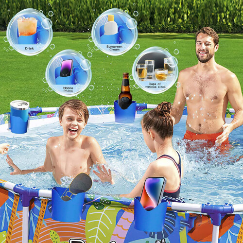 4pcs Poolside Cup Holder Plastic Spill-Proof Drink Holders for Above Ground Pools 2