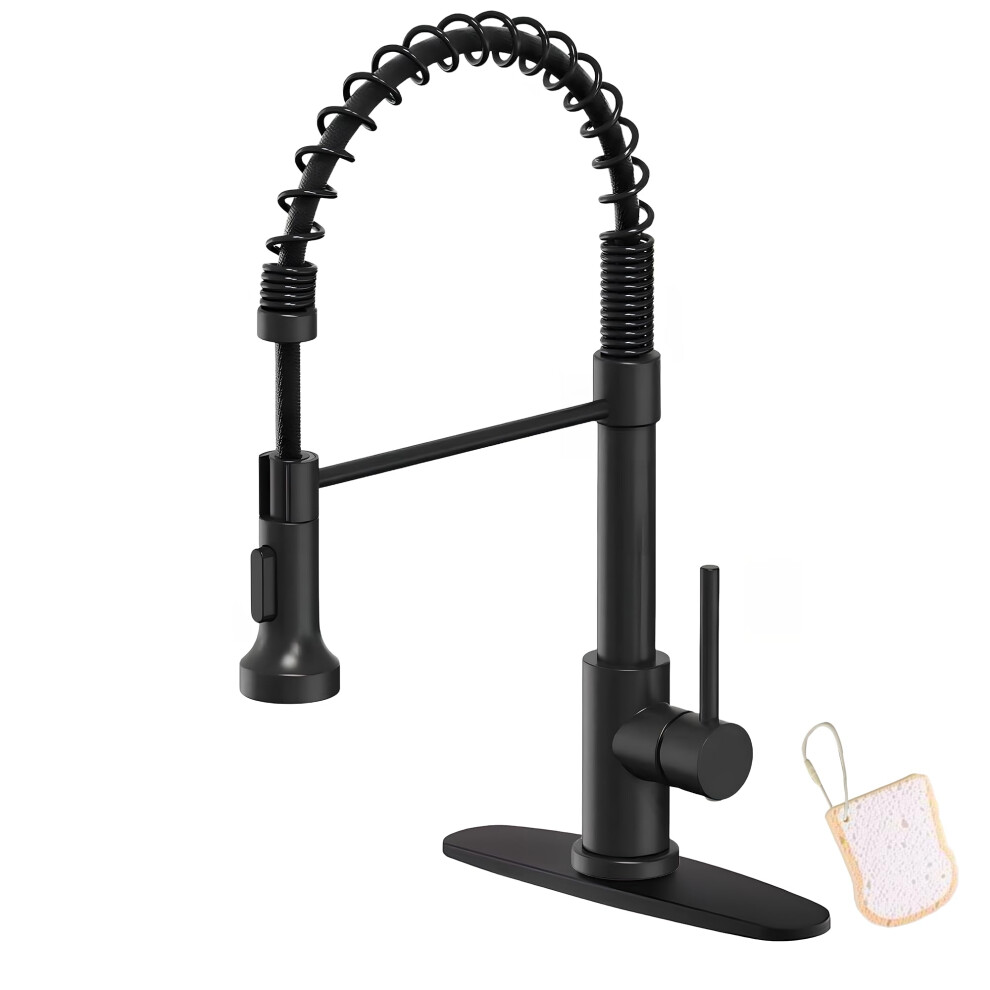 Black Pull Down Kitchen Faucet With Sprayer, Stainless Steel Arc 360 Swivel For Rv Bar Sink 9092120663846