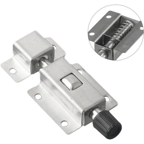 Stainless Steel Door Latch Automatic Spring Bolt Lock for Sliding Doors Enhanced Security with Screws 2