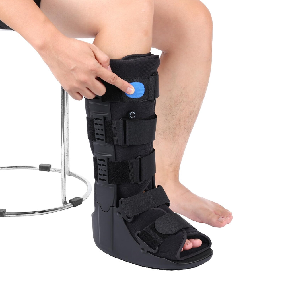 Tall Orthopedic Walking Boot Large for Broken Foot and Ankle Injury with Rigid Side Protection and Rocker Sole