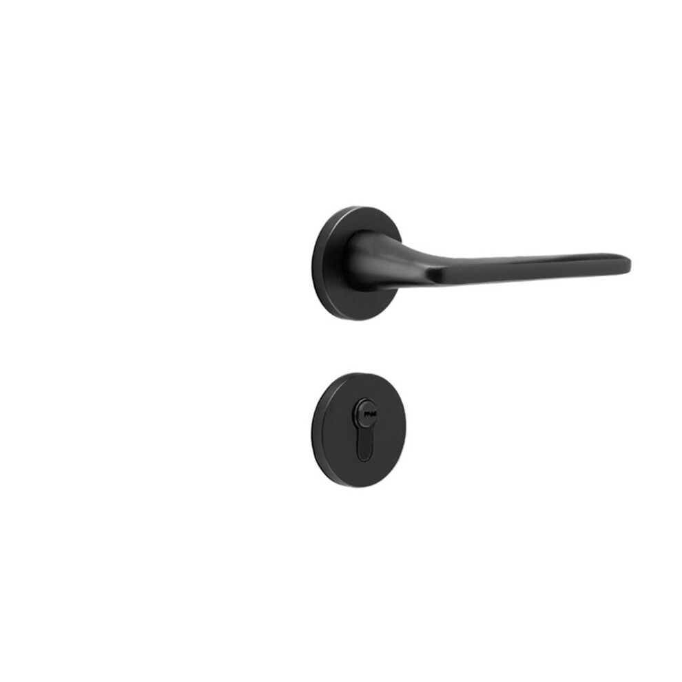 Door Lock With Magnetic Silent Interior Lever, Ergonomic Grip, Space Aluminum, Silver Section B 9092120664492