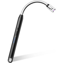 Electric Arc Lighter with 360 Flexible Neck, Windproof Flameless USB C Rechargeable Candle Lighter with LED Display for BBQ and Fireworks (Black)