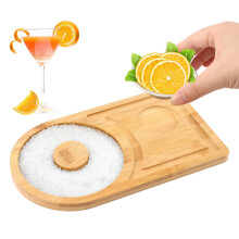 Bamboo Margarita Salt Rimmer with Stainless Steel Bowl for Cocktails and Home Bar Use