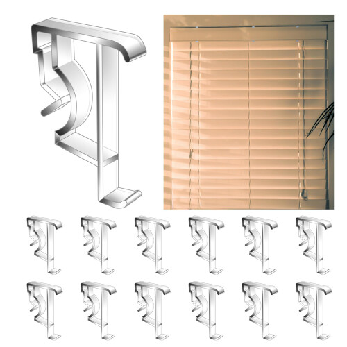 Blind Valance Clips 12 Pack Clear Durable Plastic NoDrill for 2 Inch Horizontal Window Blinds