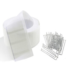 Curtain Pleat Tape with Stainless Steel Hooks, Vintage Style, 6 Yard White, 10 Pack