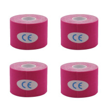 Kinesiology Tape 4 Rolls Water Resistant Cotton Athletic Tape for Muscle and Joint Support Rose Red