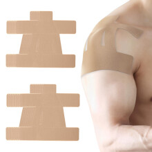 Kinesiology Tape for Shoulder Support, Precut Waterproof Breathable Elastic Sports Strips, Beige 15PCS
