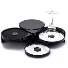 Cocktail Salt Rimmer 3 Tier Black Plastic Organizer for Sugar and Margaritas