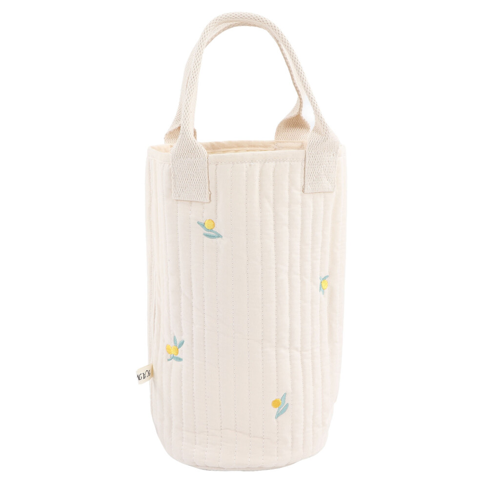 Lightweight Stroller Bag With Embroidery Exquisite Cotton Fabric Spacious Interior Environmentally Friendly Zipper Pocket Organizer Reusable