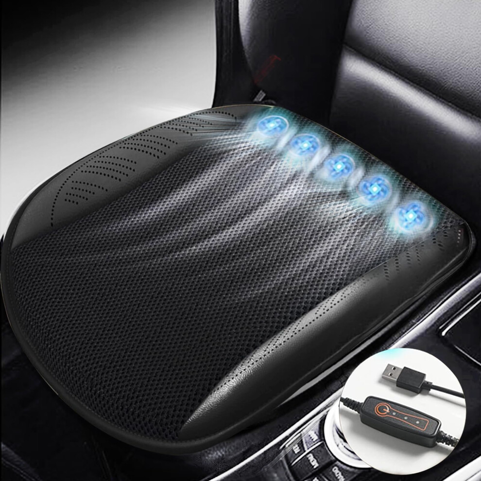 Car Seat Cooling Cushion With Usb Fans, Breathable Sweat Resistant Cover Set 2Pcs Black 9169991889023