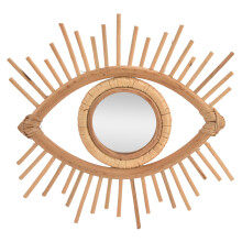 Miroir bohème en acrylique avec cadre en rotin tressé, décoration murale pour salon, chambre, comptoir ou studio. Pièce décorative transparente